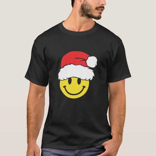Camiseta Yellow Smile Face Christmas Santa Hat Xmas Happy F (Anverso)