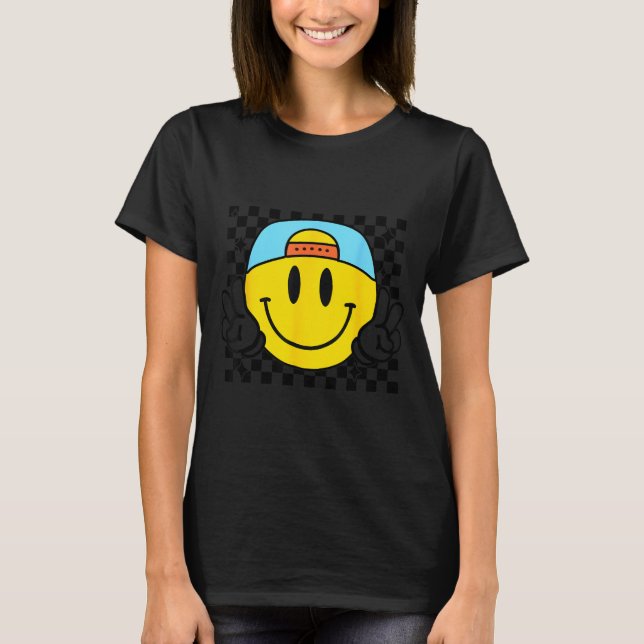 Camiseta Yellow Smile Face Cute Checkered Peace Smiling Hap (Anverso)