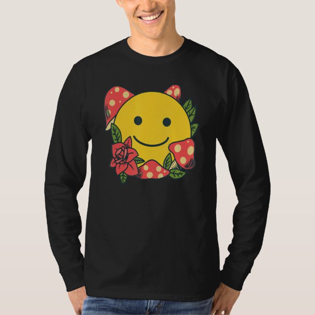 Camiseta Yellow Smile   Smiling Face Cute Mushroom Rose Flo (Anverso)