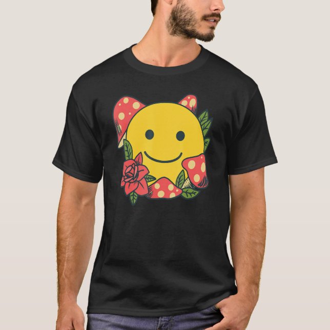 Camiseta Yellow Smile   Smiling Face Cute Mushroom Rose Flo (Anverso)