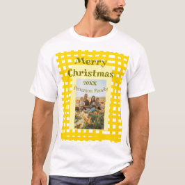 Camiseta Yellow white plaid retro Christmas holiday family 