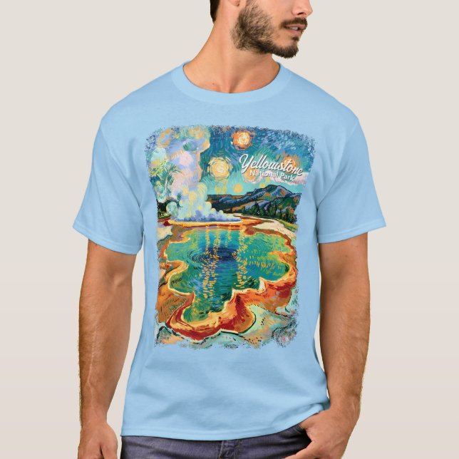 Camiseta Yellowstone Grand Prismatic Van Gogh Custom Text (Anverso)