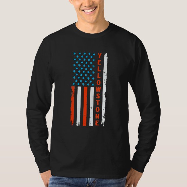 Camiseta Yellowstone National Park Map American Usa Flag (Anverso)