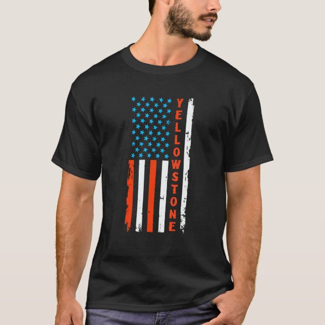 Camiseta Yellowstone National Park Map American Usa Flag (Anverso)
