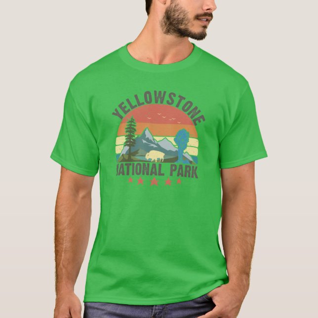 Camiseta Yellowstone National Park Wyoming mountains landsc (Anverso)
