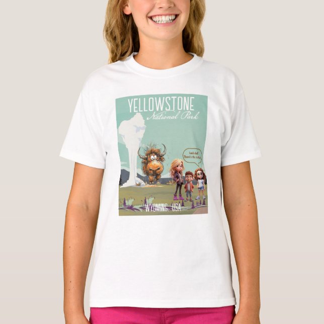 Camiseta Yellowstone Niños divertidos bisonte búfa (Anverso)