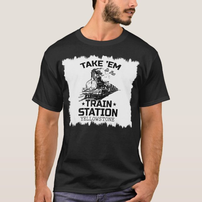 Camiseta Yellowstone, País Occidental, Los Lleva Al Tren (Anverso)