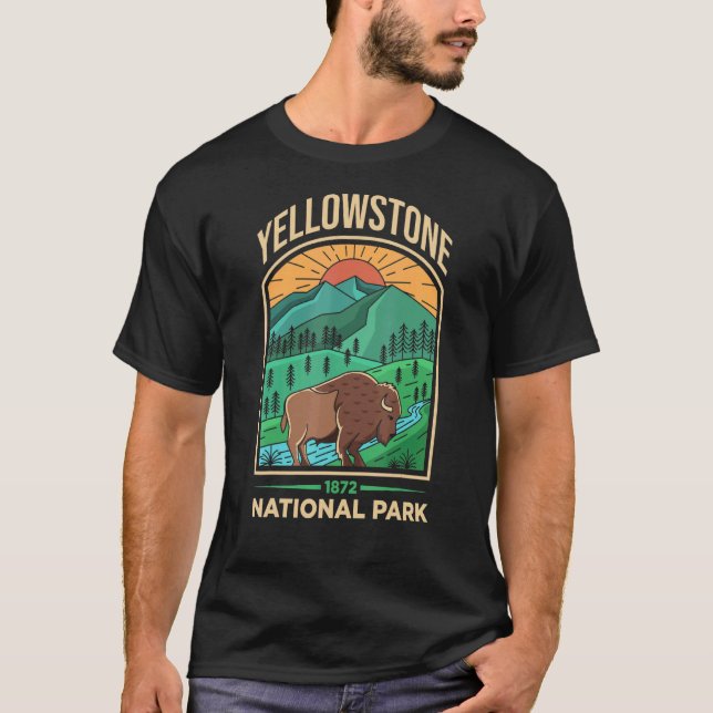 Camiseta Yellowstone Parque Nacional Estadounidense Bison V (Anverso)