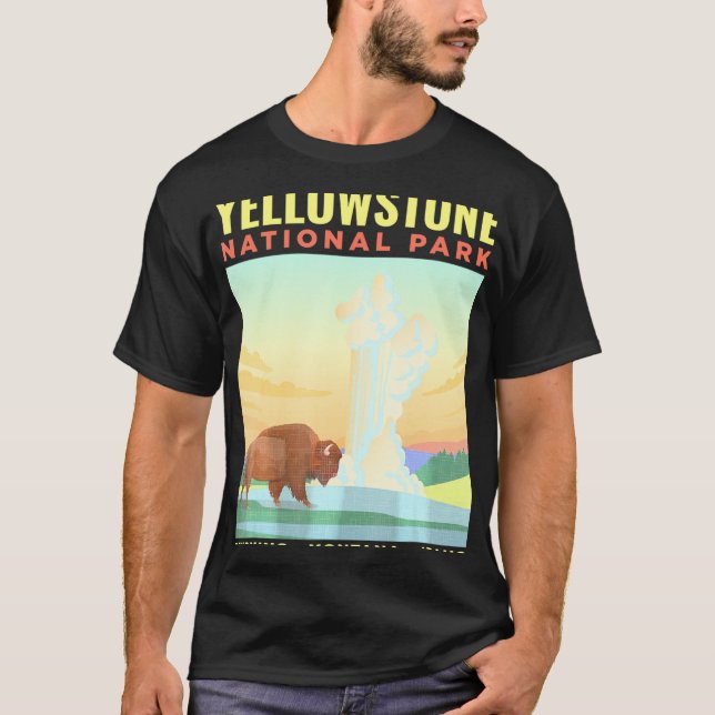 Camiseta Yellowstone Parque Nacional Estadounidense Bison V (Anverso)