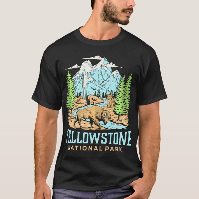 Camiseta Yellowstone Parque Nacional Estadounidense Wolf Bi (Anverso)