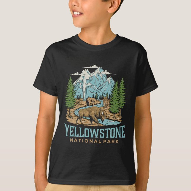 Camiseta Yellowstone Parque Nacional Estadounidense Wolf Bi (Anverso)