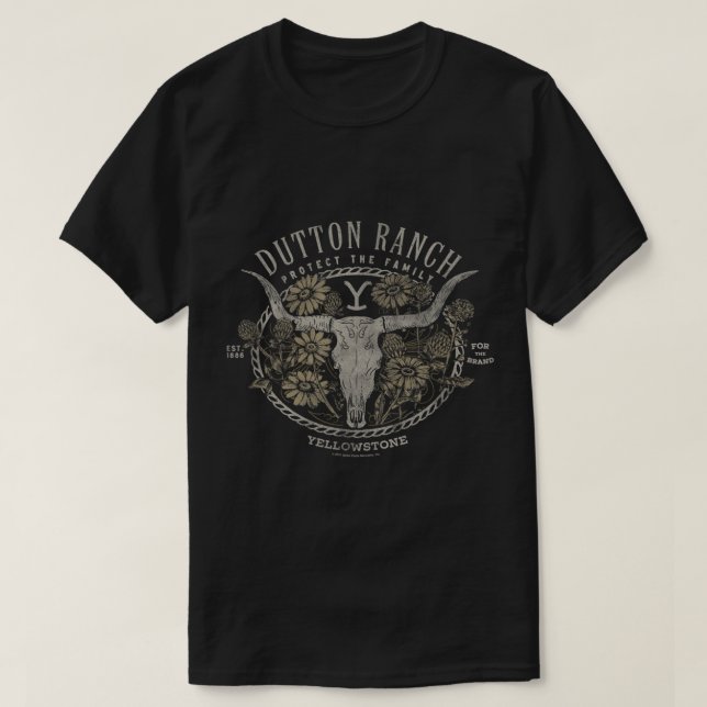 Camiseta Yellowstone Protect The Family Floral Skull Logo  (Diseño del anverso)