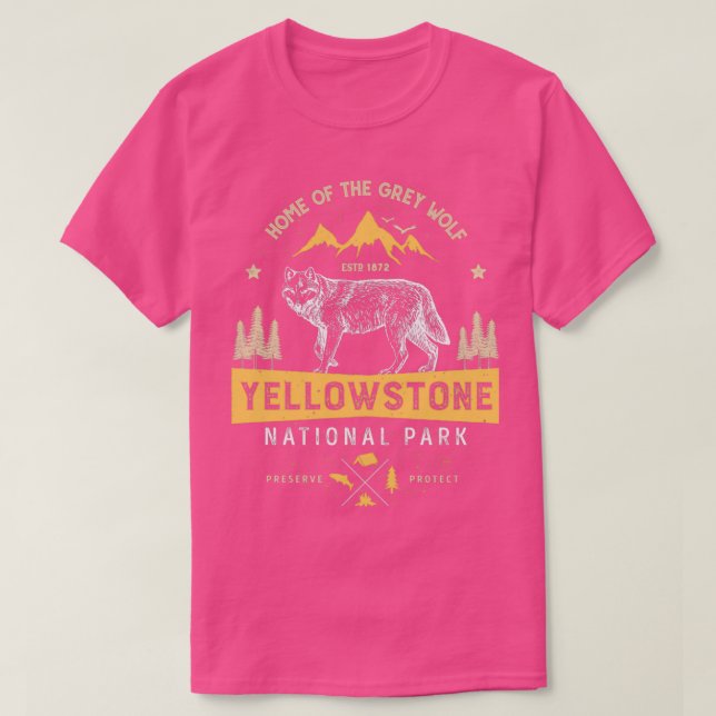 Camiseta Yellowstone T Parque Nacional Gray Wolf Vintage (Diseño del anverso)