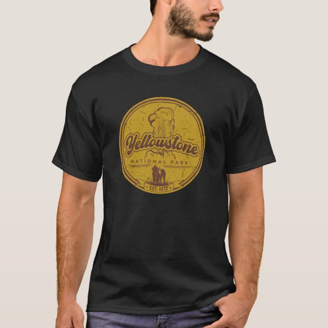 Camiseta Yellowstone US National Park Bison Buffalo Vintage (Anverso)