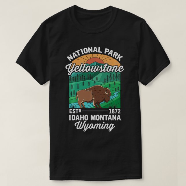 Camiseta Yellowstone US Parque Nacional Bison Buffalo Vinta (Diseño del anverso)