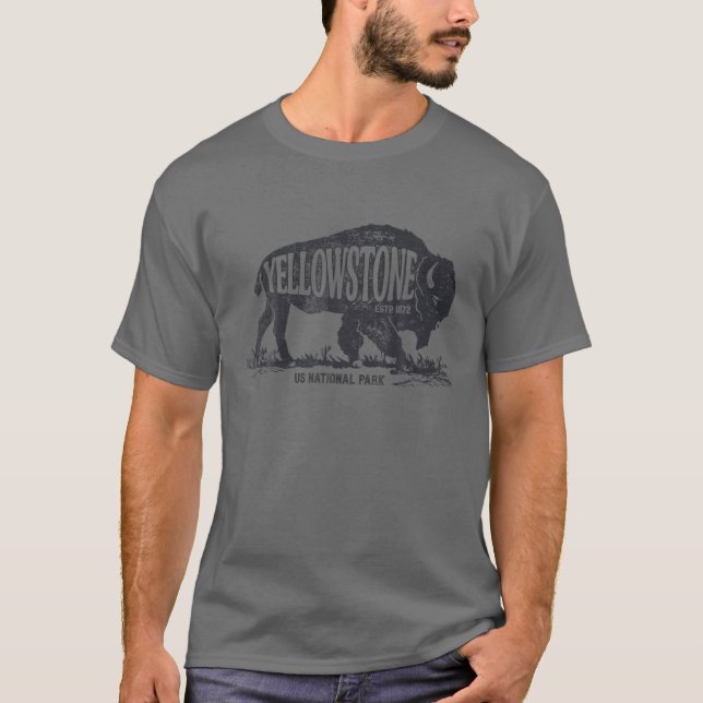 Camiseta Yellowstone US Parque Nacional Bison Buffalo Vinta (Anverso)