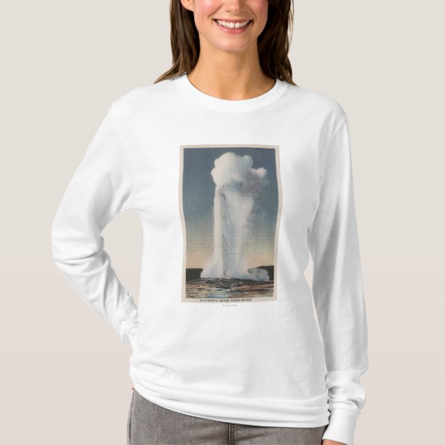 Camiseta Yellowstone, WYView de la vieja erupción fiel (Anverso)