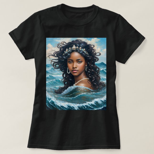 Camiseta Yemaya Orisha Arte de diosa negra (Diseño del anverso)