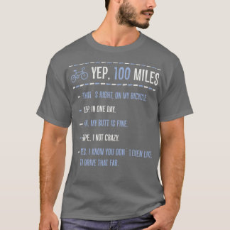 Camiseta Yep 100 Miles Divertido Ciclismo En Bicicleta De C