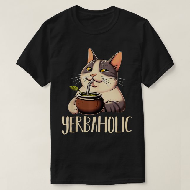 Camiseta Yerba Mate Cat Yerbaholic Argentina Mate Tea Bebe (Diseño del anverso)