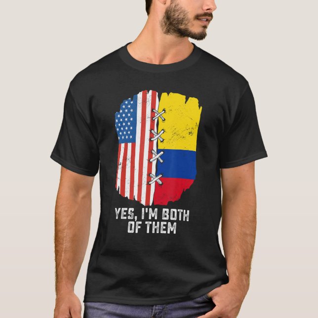 Camiseta Yes, I'm Both Of Them Half American Half Colombian (Anverso)