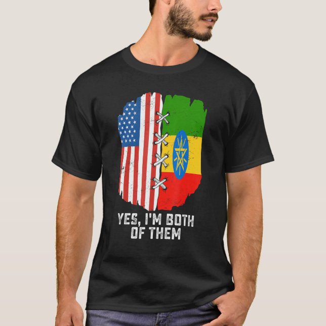 Camiseta Yes, I'm Both Of Them Half American Half Ethiopian (Anverso)