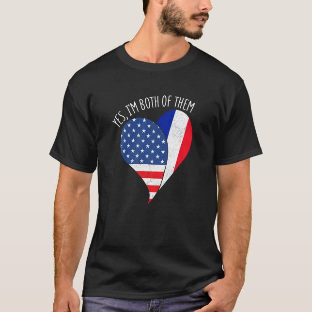 Camiseta Yes, I'm Both Of Them Half American Half French He (Anverso)