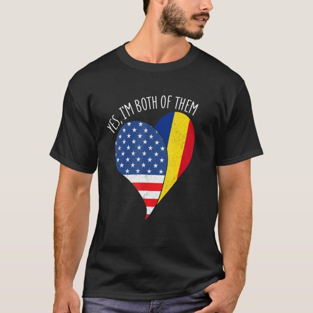 Camiseta Yes, I'm Both Of Them Half American Half Romanian  (Anverso)