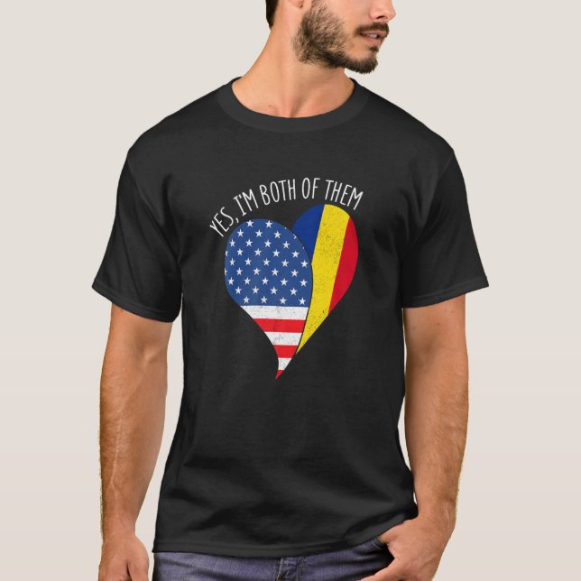 Camiseta Yes, I'm Both Of Them Half American Half Romanian  (Anverso)