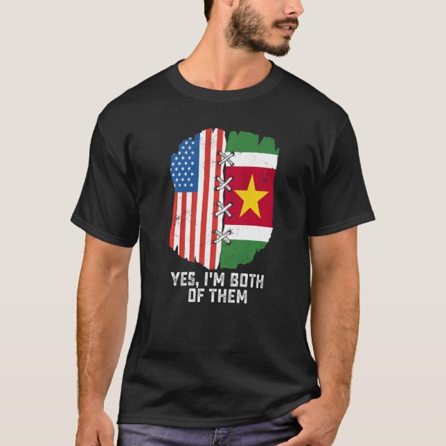 Camiseta Yes, I'm Both Of Them Half American Half Surinames (Anverso)
