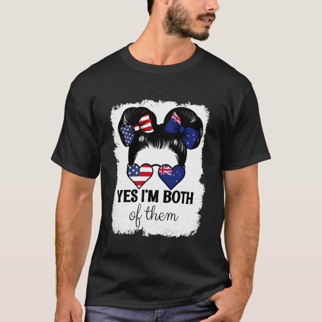 Camiseta Yes Im Both of Them USA and New Zealand Mix Girl H (Anverso)