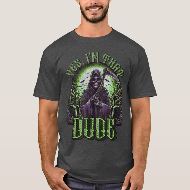 Camiseta Yes Imhat Dude Scary Horror Apparel Funny Cool fam (Anverso)
