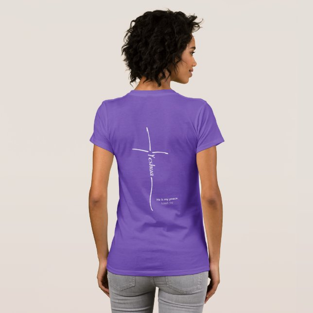 Camiseta Yeshua Cross Messianic Believer Hebrew Purple (Reverso completo)