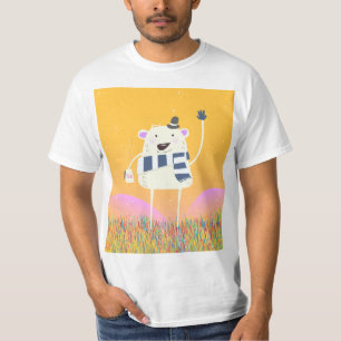 Camiseta Yeti adorable con una bonita taza caliente de té