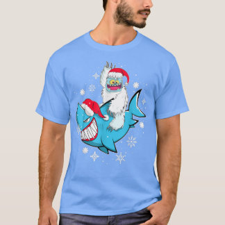 Camiseta Yeti Al Fiesta Tiburón Navidades De Santa Hat Paja