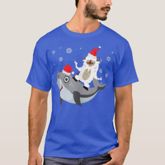 Camiseta Yeti Al Fiesta Tiburón Navidades De Santa Hat Paja