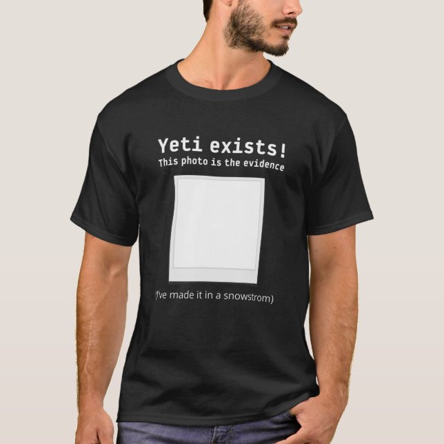 Camiseta Yeti existe, prueba fotográfica, divertida montaña (Anverso)