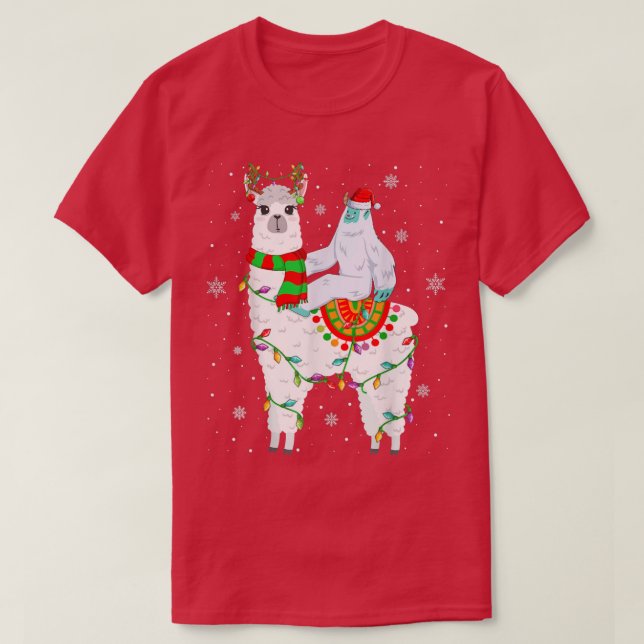 Camiseta Yeti Lover Xmas enciende Santa Yati Riding Llama C (Diseño del anverso)
