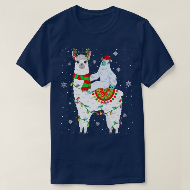 Camiseta Yeti Lover Xmas enciende Santa Yati Riding Llama C (Diseño del anverso)