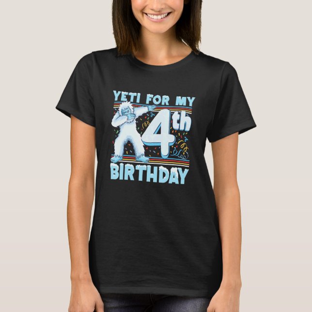 Camiseta Yeti Por Mi Cuarto Cumpleaños Dabbing Yeti Kids Bi (Anverso)