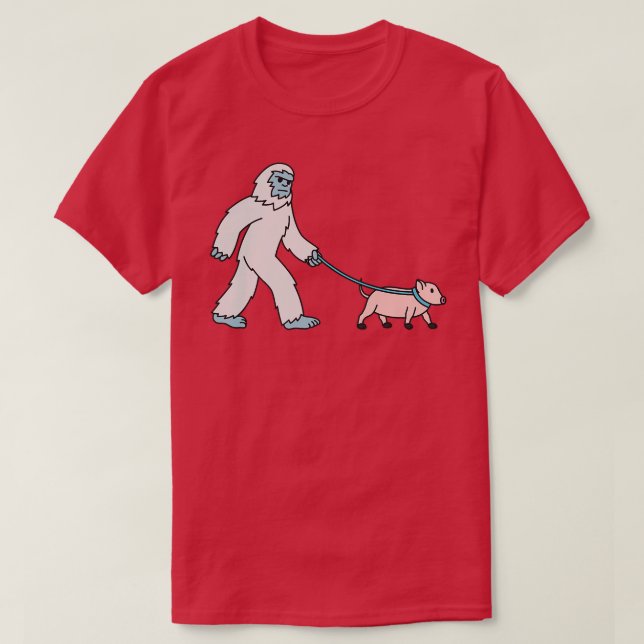 Camiseta Yeti Walking Mini Pig Cryptozoology Pet Premium  (Diseño del anverso)