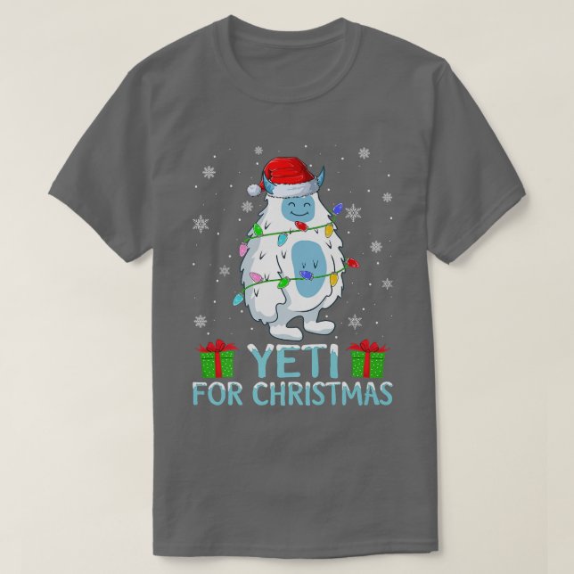 Camiseta Yeti Xmas Encende Santa Hat Yeti Para Navidades (Diseño del anverso)