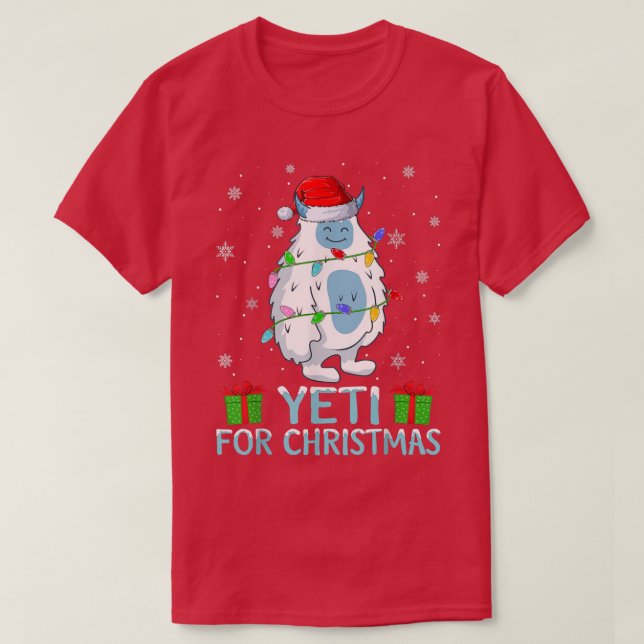 Camiseta Yeti Xmas Encende Santa Hat Yeti Para Navidades (Diseño del anverso)