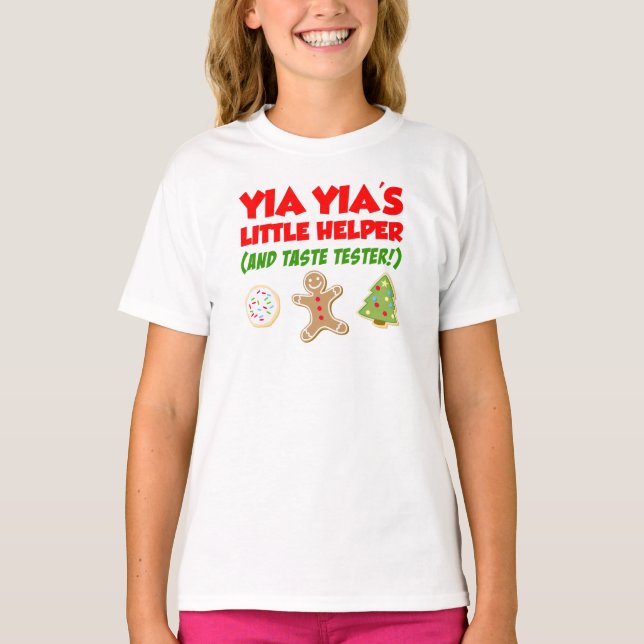 Camiseta Yia Yia's Little Helper Christmas Cookies T-Shirt (Anverso)