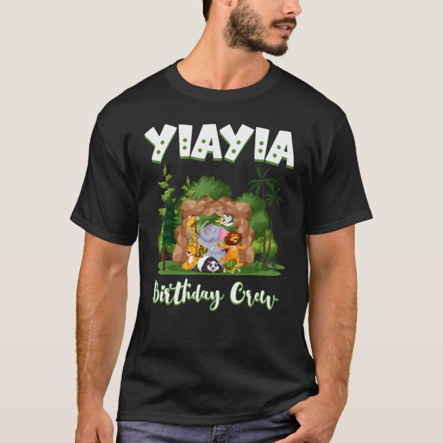 Camiseta Yiayia Birthday Crew Zoo Bday Safari Fiesta Celebr (Anverso)
