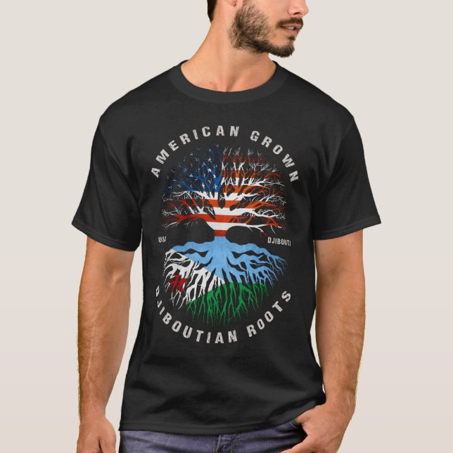 Camiseta Yibuti Americano crece raíces de bandera de Yibuti (Anverso)