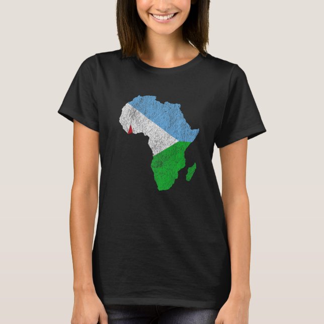 Camiseta Yibuti Bandera África Continente Silhouette Gift D (Anverso)