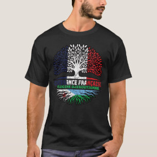 Camiseta Yibuti Yibuti Bandera de raíces de árbol francés f