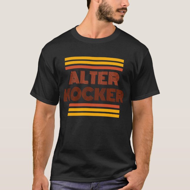 Camiseta Yiddish humorístico, Alter Kocker, anciano (Anverso)