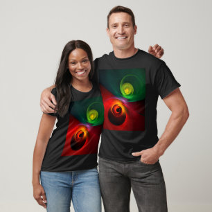 Camiseta Yin Verde Rojo Yang Patrón de arte abstracto moder